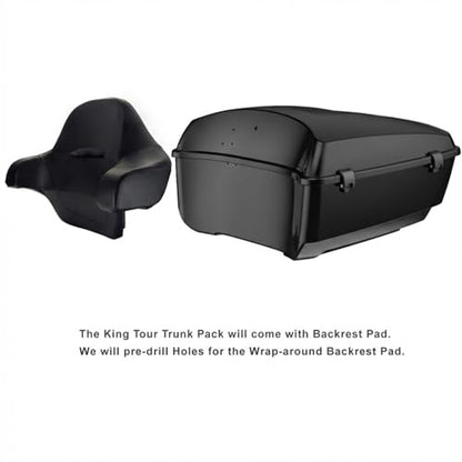Advanblack 2024 Road Glide Vivid Black King Tour Trunk Pack Vechicle Bag Compatible with Motorcycle Harley Touring CVO Road Glide, Street Glide, 2023.5 2024 2025 Mounting Rack, Full Backrest & Liners - color: Vivid Black