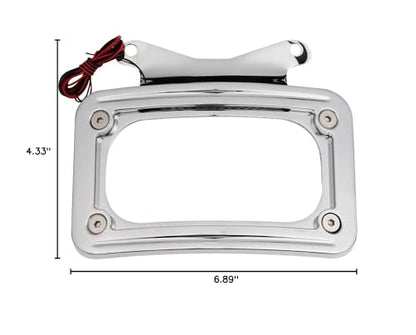 TCT-MOTORPARTS Chrome Curved Laydown License Plate Mount Frame Light Fit for Harley 2017-2025 FLHRXS Road King Special Road Glide; Street Glide 2010-2025 - color: Chrome
