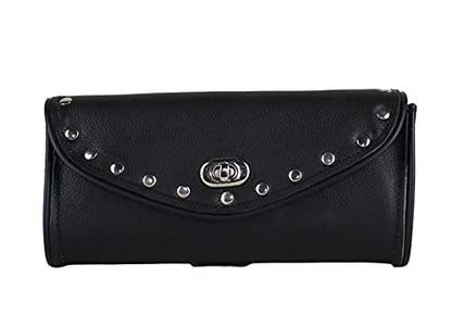 Unisex Waterproof Universal Chrome Studded Windshield Duarable And Comfortable Motorcycle Bag One Size (Black)