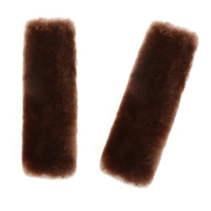 Soft & Cozy Australian Sheepskin Car Seat Belt Covers,2 Pack Fluffy Seatbelt Pads, Genunie Sheepskin Fur Shoulder Straps Cushions for Adults Kids Women and Men (Chocolate) - color: Chocolate