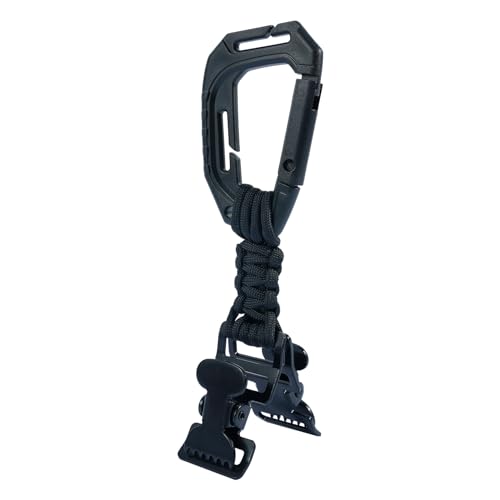 KUNN Glove Clips with Plastic Carabiner and Paracord, Metal Clips for Heavy Duty Gloves, with Key Ring for Tactical Backpack - color: Black-2, style: 2 Alligator Clips