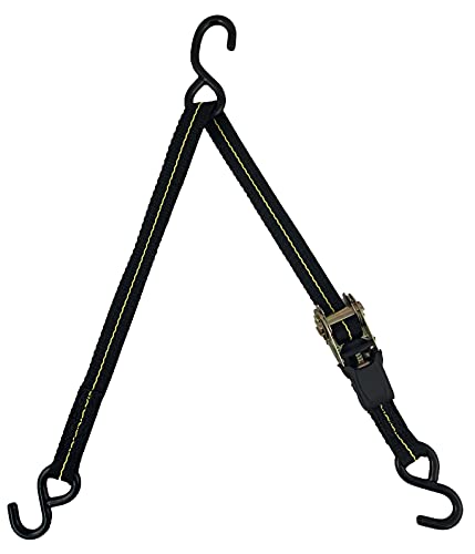 Cajun Tie Downs 3-Point Ratchet Tie Down Strap, Jet Ski, Sea Doo & Wave Runner Transom Straps, Vinyl S-Hooks, Made in USA, Black - color: Black, size: 8 Feet