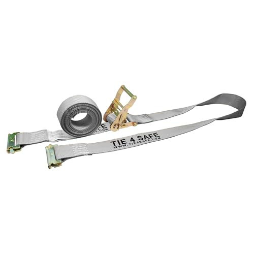 Mega Cargo Control 2 Inch x 16 Foot Gray E-Track Tie Downs, 1 Pack Logistic ETrack Straps with Spring Fittings - Heavy Duty Cargo Straps for Trailer, Truck, Motorcycle - color: Gray, size: 1 Pack