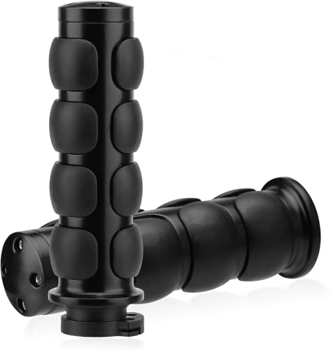 LKV 1 Inch Motorcycle Grips for Cable Throttle Handlebars – Fits Select Harley Sportster 883/1200 (Cable Throttle Only), Dyna & Touring Models | Not for Electronic Throttle - color: Style7-Black