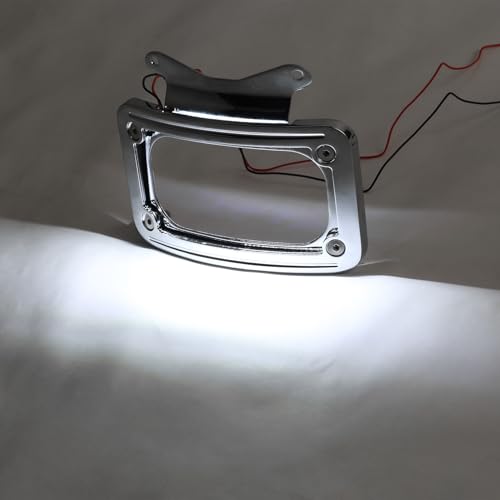 TCT-MOTORPARTS Chrome Curved Laydown License Plate Mount Frame Light Fit for Harley 2017-2025 FLHRXS Road King Special Road Glide; Street Glide 2010-2025 - color: Chrome