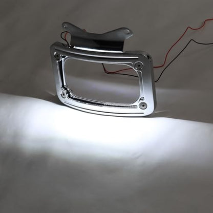 TCT-MOTORPARTS Chrome Curved Laydown License Plate Mount Frame Light Fit for Harley 2017-2025 FLHRXS Road King Special Road Glide; Street Glide 2010-2025 - color: Chrome