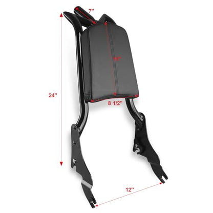 Adjustable Sissy Bar Passenger Detachable Backrest Fits for Harley Touring Street Glide Road Glide Road King Electra Glide 2009-2024 Gloss Black (09-24 M-Style) - color: 09-24 M-Style