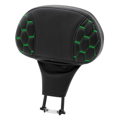 C.C. RIDER Motorcycle Backrest Plug-in Driver for Harley Davidson Touring CVO Street Glide Road Glide Electra Road King 2009-2023 - color: Rider Backrest-Green Stitching