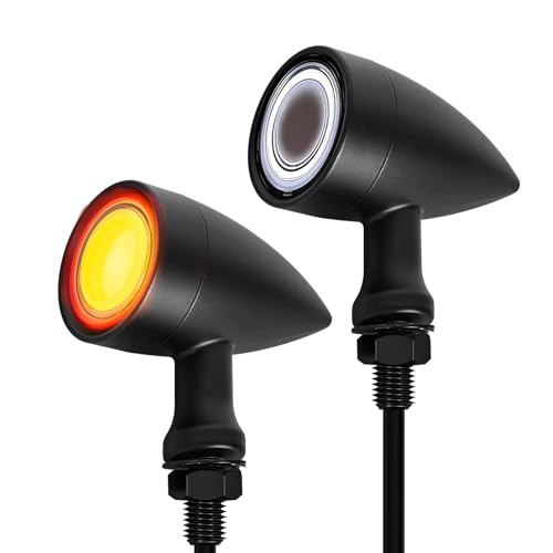 Motorcycle Turn Signals - 2PCS Black Bullet LED Front Lights Motorcycle Blinkers Indicator Tail Lights Compatible with Honda Yamaha Suzuki Kawasaki Harley Sportster Dyna - color: Black(Front)