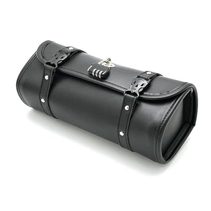 Motorcycle Bag with lock Universal PU Leather Motorbike Fork Bag Saddlebags Handlebar Bag Sissy Bar Storage Tool Bag-31cm (Style B) - style: Style B
