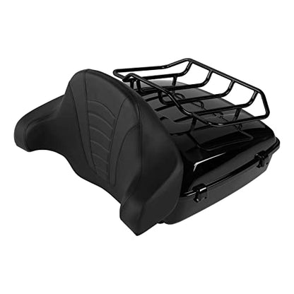 TCMT Chopped Motorcycle Trunk Box Backrest Mounting Luggage Rack Fit For Harley Touring 1997-2008 Road King Road Street Electra Glide Pack - color: Set B2 Black Latches#Chrome Rack