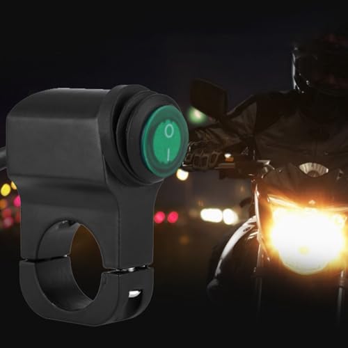 Qiilu 12V 1 1/8' Black Handlebar Switch, Push Button, Manual Operation, IP65 Waterproof