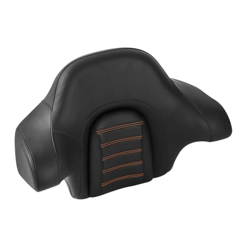 HR3 Wrap Around Backrest Pad for King Trunk Chopped Trunk Compatible with 2014-later Harley Touring Road King Road Glide Street Glide Electra Glide (Orange Stitches) - color: Orange Stitches