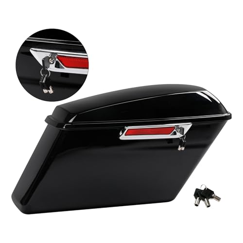 TCT-MOTORPARTS Hard Saddlebags w/LED Saddlebag Run Brake Turn Signal Lights Fit For Harley Touring 2014-Later Electra Road Street Glide Ultra Limited Road King - color: Standard Vivid Black w/Light #3