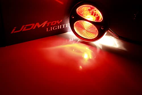 iJDMTOY Gloss Black 4-Inch Old Skool Single Incandescent Bulb Duolamp Style Tail/Brake Lamp Compatible With Classic Cars, Hot Rods, Motorcycles Bobber/Chopper