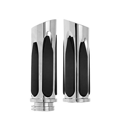 Motorcycle 1" Hand Grips Handlebar Grips Cable Throttle Fit for Harley Touring Street Glide Road King Road Glide Electra Glide Dyna Softail - color: #4 Chrome