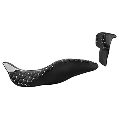 C.C. RIDER Motorcycle Seat Driver Passenger Touring Seat with Backrests for Harley Davison Electra Glide Classic Street Glide Road Glide 2014-2023 - color: Black Grey Seat + Tour Trunk Backrest