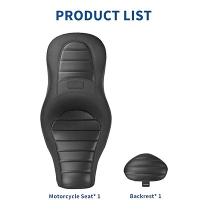 One-Piece Driver Passenger Seat Motorcycle 2-Up Seat with Driver Backrest Cushion Pad Compatible with Harley Softail Sport Glide FLSB Low Rider FXLR FXLRS FXLRST 2018-Later (Black Stripe Stitching) - style: Black Stripe Stitching with Backrest