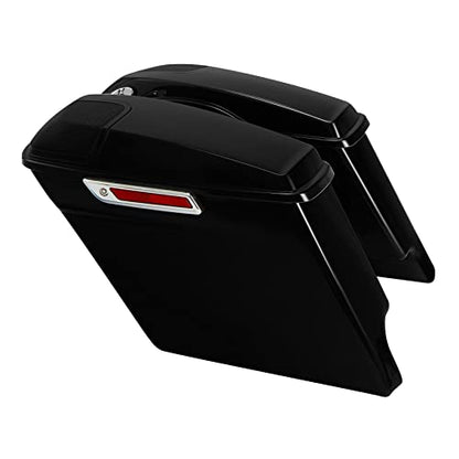 XFMT Motorcycle Saddlebags 5" Stretched Hard Saddle Bags Extended Saddlebags W/ 5"x7" Speaker Lids For Harley Touring Road King Street Glide Road Glide Electra Glide 2014-2024, Vivid Black - color: 5" Stretched-Vivid Black W/5x7" Speaker Lids