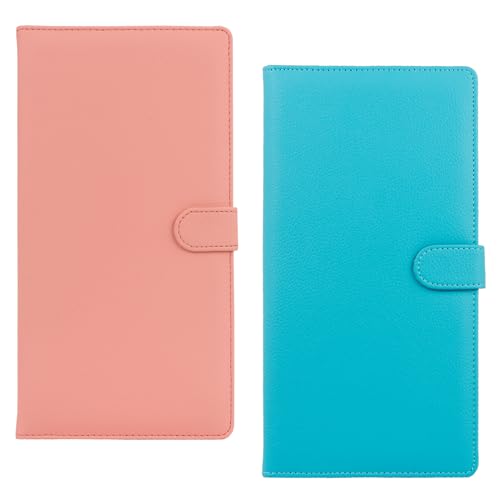 Car Registration and Insurance Holder, 2 Pack Leather Vehicle Glove Box Organizer with Magnetic Shut for Document, Cards, Driver License, Pink and Turquoise Bundle