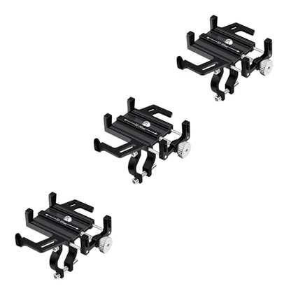 NineLeaf 3PK Bike Phone Mount Holder, Aluminum Motorcycle Phone Mount, Handlebar Mount Phone Holder 90°180°270°360°Rotating for Exercise Bike Ebike Scooter Camera Friendly Suitable for2.2-3.7" Phones - color: 3PK