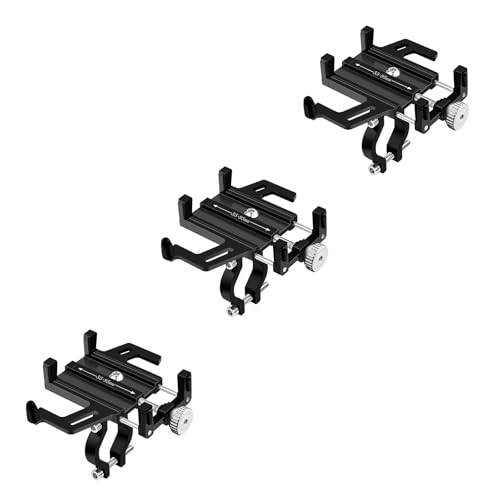 NineLeaf 3PK Bike Phone Mount Holder, Aluminum Motorcycle Phone Mount, Handlebar Mount Phone Holder 90°180°270°360°Rotating for Exercise Bike Ebike Scooter Camera Friendly Suitable for2.2-3.7" Phones - color: 3PK