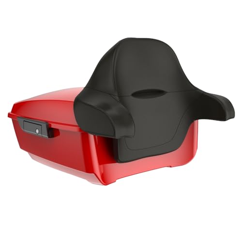 Advanblack 2025 Road Glide King Tour Trunk Pack Black Latch Wrap-Around Backrest Compatible with 1997-2025 Harley Touring Road Glide, Street Glide, Electra Glide (Rally Red) - color: Rally Red