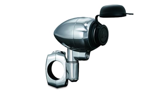 Kuryakyn 1423 Motorcycle Handlebar Accessory: Electrical Power Point/Device Charger with Mounting Clamp, Universal Fit for 1" Diameter Handlebars, Chrome , Black - size: 1 Inch