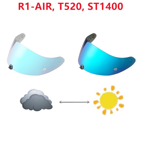 R1 Air Helmet Visor Replacement,Tinted Motorcycle Helmet Face shield Windshield lens for R1,R1 Air,R1 EVO,T520,ST1400,391 (Photochromic Revo Blue) - color: Photochromic Revo Blue