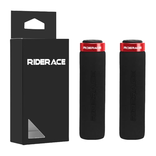 Bike Handlebar Grips,Single Lock On Anti-Slip Foam Mountain Bike Grips,Shock-Absorbing Comfortable,for MTB/BMX/Folding Bicycle - color: red and black