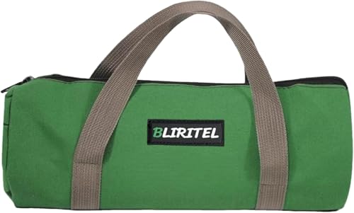 BLIRITEL 14 Inch Small Tool Bag for Men, Large Capacity Wide Mouth Canvas Storage Kit, Tote Handbag Organizer for Mechanic & Electrician Storage Wrenches (Green) - color: Green - 14 Inch