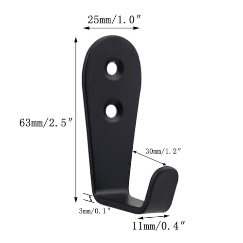 Coat Hooks Black, 6 Pack Jacket Hooks Wall Mounted Stainless Steel Single Robes Hook Heavy Duty, Large L Metal Hook for Entryway Kitchen Bedroom Bathroom Office Toilet - color: Black