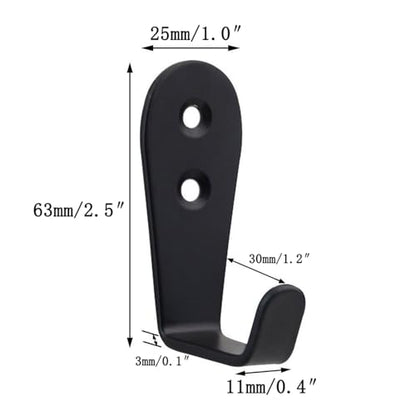 Coat Hooks Black, 6 Pack Jacket Hooks Wall Mounted Stainless Steel Single Robes Hook Heavy Duty, Large L Metal Hook for Entryway Kitchen Bedroom Bathroom Office Toilet - color: Black