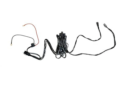 DV8 Offroad 60 AMP Wire Harness w/Switch & DTP Connector | 15ft 12 AWG Wire | 9ft Plug | 60 AMP Relay | Compatible w/ DV8's 20" Elite Dual Row Light Bar | 3/4" Round LED Plug w/Red Indicator Light