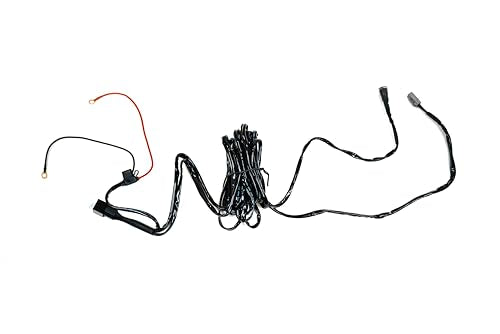 DV8 Offroad 60 AMP Wire Harness w/Switch & DTP Connector | 15ft 12 AWG Wire | 9ft Plug | 60 AMP Relay | Compatible w/ DV8's 20" Elite Dual Row Light Bar | 3/4" Round LED Plug w/Red Indicator Light