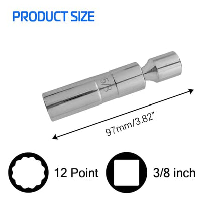 A ABIGAIL 5/8" Swivel Magnetic Spark Plug Socket 3/8 Inch Drive x 4" Total Length 12-Point 360 Degree Swivel Thin Wall Spark Plug Socket Removal Tool Cr-V Steel - size: 5/8”- 4inch