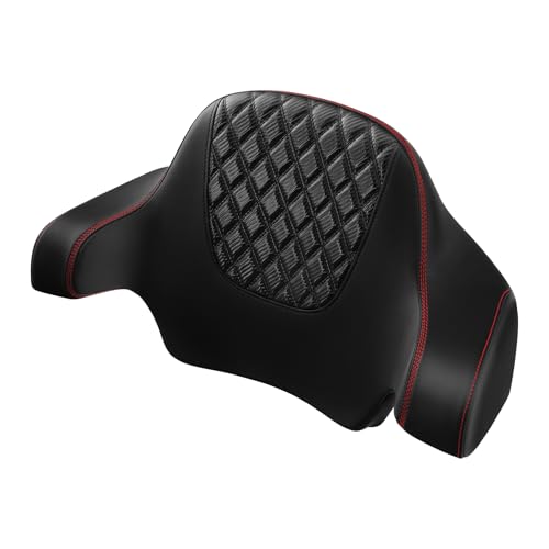 C.C. RIDER Diamond Grip Wrap-around King Chopped Trunk Backrest Pad fit for Harley Touring Tour Trunk Road King FLHR Street Glide FLHX Road Glide FLTRX 2014-2024 - color: 08# Red Passenger Backrest