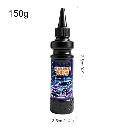 Windshield Oil Film Remover - Glass Grease Cream, 1.38 Inches Decontamination Paste with Sponge Applicator, Restoration Solution, Vehicle Care, Polishing Aid for Transparent Driving Safety Enhancement