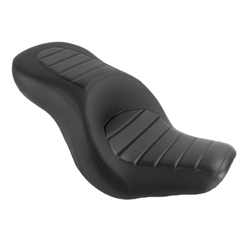 One-Piece Driver Passenger Seat Motorcycle 2-Up Seat Compatible with Harley Sport Glide FLSB Low Rider FXLR FXLRS FXLRST 2018-Later (Black Stripe Stitching) - style: Black Stripe Stitching