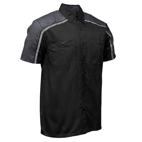 MILWAUKEE MOTORCYCLE CLOTHING CO. Men’s Blk/Grey Mechanic Work Shirt – w/Reflective Strip, Rider‑Built MDM11601 - size: X-Large