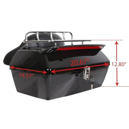 ECOTRIC 50L Universal Motorcycle Trunk W/Taillight & Backrest Luggage Rack Compatible with Harley Honda Yamaha Cruiser Road King Steet Road Glide Fatboy Softail Luggage trunk Tail Box Top Case - color: Black, size: Trunk w/ taillight 50L