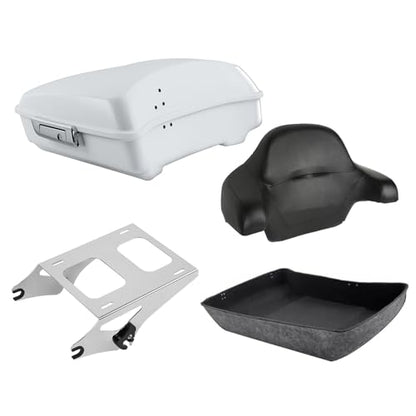 TCT-MOTORPARTS Chopped Luggage Trunk w/Wrap-Around Backrest Pad Two-Up Mounting Rack Fit For Harley Street Glide Special Road King 2020 Stone Washed White Pearl - color: Fit for Stone Washed White Pearl #3