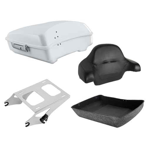 TCT-MOTORPARTS Chopped Luggage Trunk w/Wrap-Around Backrest Pad Two-Up Mounting Rack Fit For Harley Street Glide Special Road King 2020 Stone Washed White Pearl - color: Fit for Stone Washed White Pearl #3