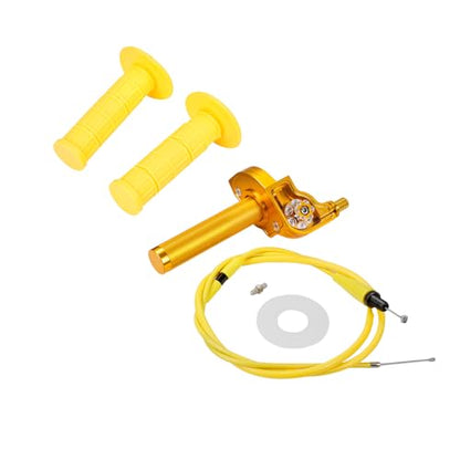 Motorcycle Twist Throttle 7/8" 22mm with Handle Grip Throttle Cable CNC Assembly Universal for 150 200 250 EXC XC XCW XCF XCFW EXCF EXCR XCRW Dirt Pit Bike ATV Mini Bike Gold - color: gold