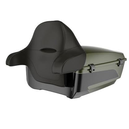 Advanblack King Tour Trunk Pack Compatible with Harley Touring CVO Road Glide, Street Glide, 2023.5 2024 2025 2026 Mounting Rack, Full Backrest & Trunk Liners (Olive Steel Metallic/Vivid Black) - color: Olive Steel Metallic/Vivid Black