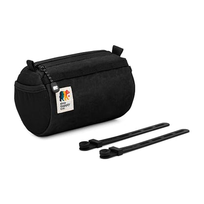 Oso Supply Co - Bike Handlebar Bag – Waxed Canvas Exterior with Quick-Access Waterproof Zipper, Side Mesh Pockets and Spacious Storage – Ideal for Cycling, Commuting and Adventure Rides (Black) - color: Black