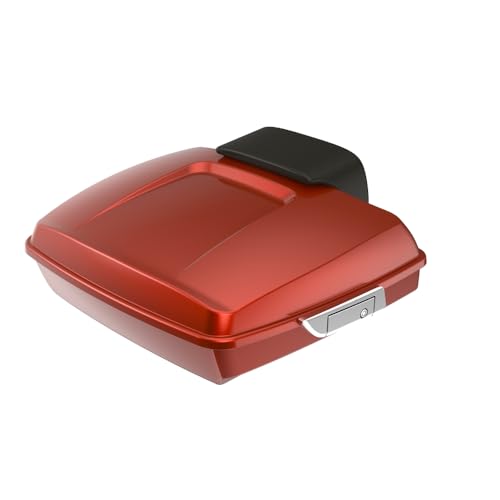 Advanblack Red Rock Chopped Tour Trunk Pack Chrome Latches Compatible with Harley Touring 14-25 Road King Road Glide Street Glide - Weather Resistant, Spacious Storage for Daily & Short Touring - color: Red Rock, size: Chopped Rear Tour Trunk Pack with Ch
