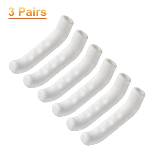 HARFINGTON 3 Pairs Bike Brake Lever Cover Silicone Brake Lever Grip Protector Anti-Slip Brake Handle Protection Covers Sleeve for Mountain Road Bike Cycling, White - color: White
