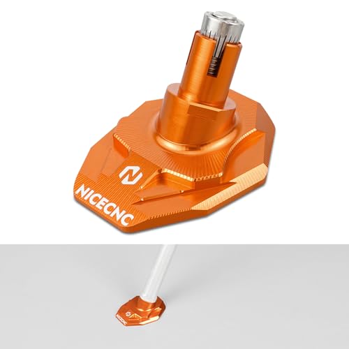 NICECNC Kickstand Foot Extension Pad & Puck, Motorcycle Stand Pad CNC Billet Aluminum Dirt Bike Compatible with KTM 125-530 XC XCW XCF XCF-W EXC EXC-F 2008-2023 Accessories, Orange - color: orange