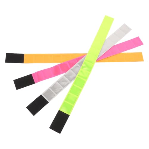 Zerodeko 4pcs Reflective Safety Armbands and Cycling Pant Leg Straps, PVC High Visibility Wristbands with Adjustable Sticky Tape for Night Running, Walking, Biking Outdoor Safety
